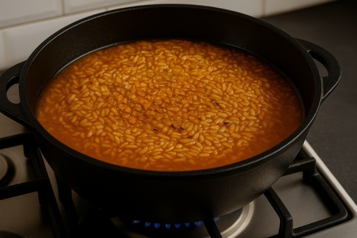 плов из говядины с обжаренным рисом