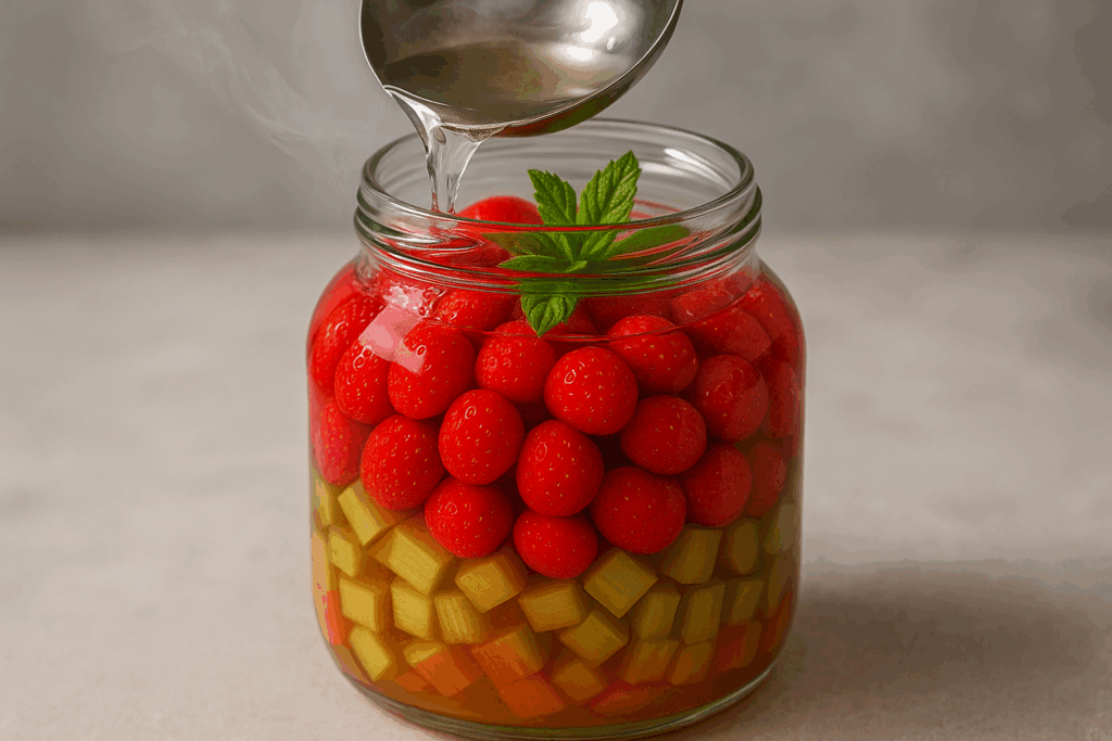 компот из ревеня с земляникой